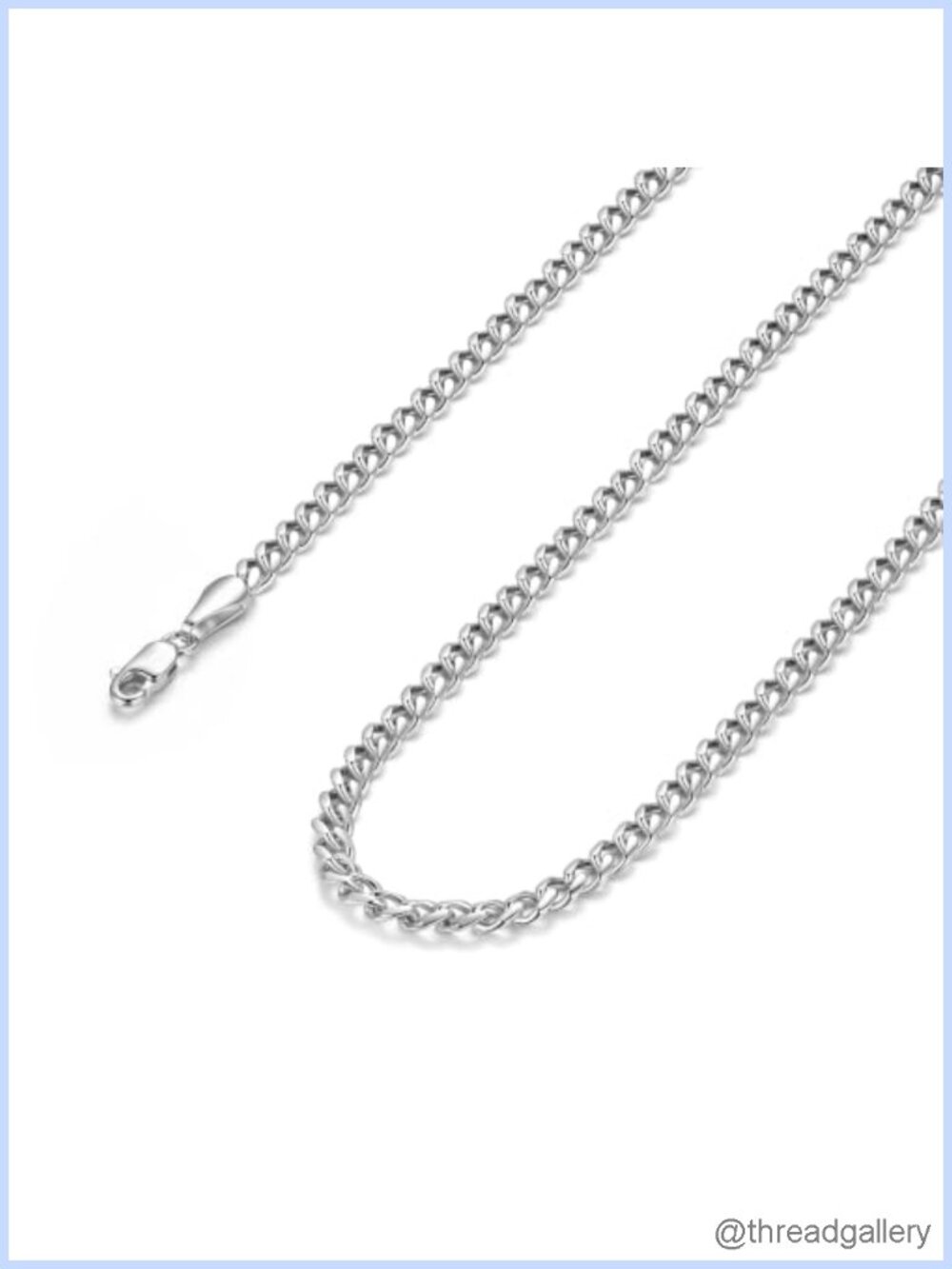 14K White Gold Plated Cuban Link Chain Necklace Women Men 16in